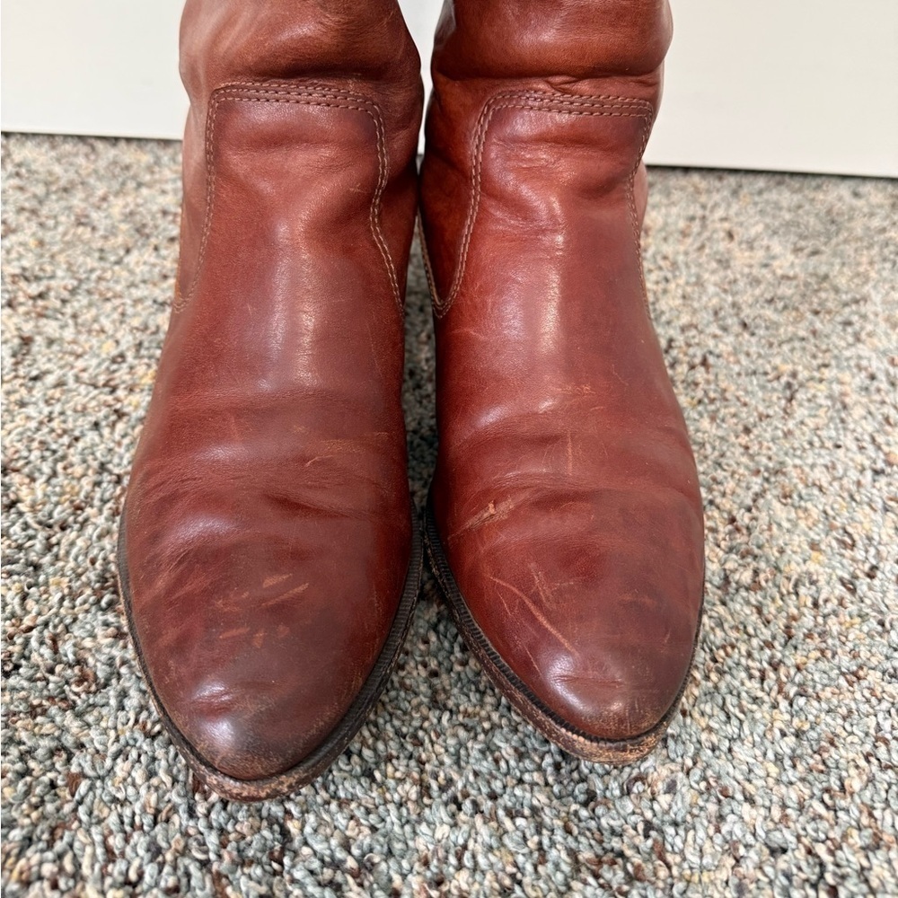 Frye Button Brown Leather Zip Riding 6M 3475894 - Picture 6 of 17